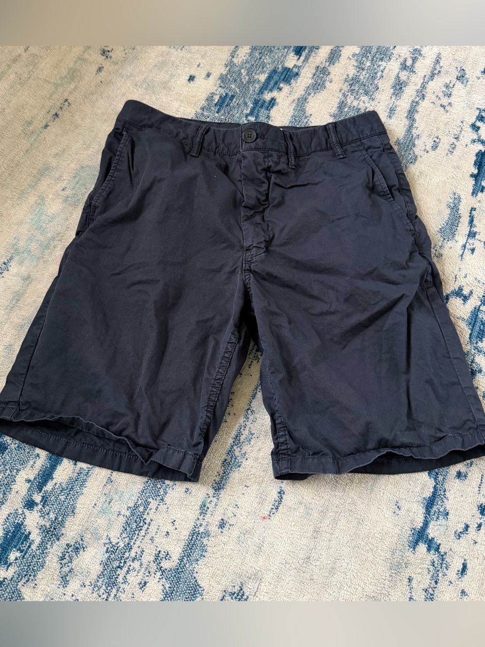Norse Projects Mens Aros Light Twill Chino Shorts Navy Blue Slash Pockets 30